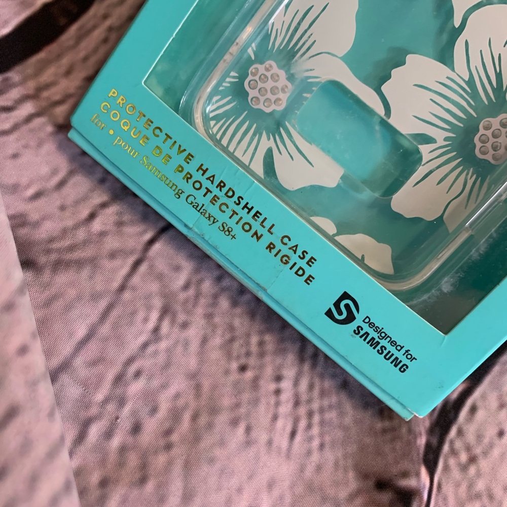 5/$20 Kate Spade Samsung Galaxy S8+ Cover Case Hollyhock Floral Clear White Gems - Picture 2 of 10